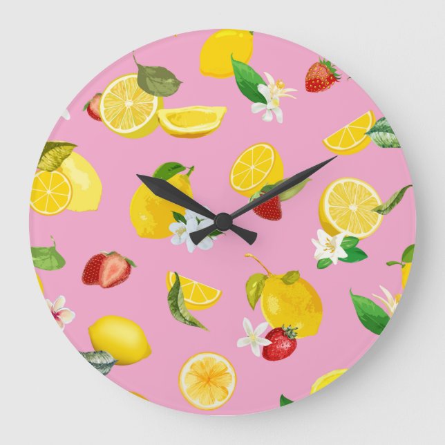Lemon & Strawberry 1 Large Clock (Front)
