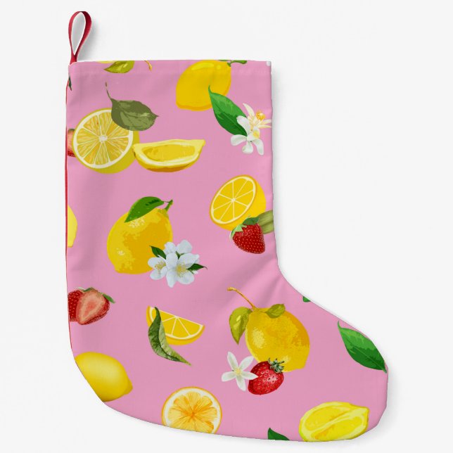 Lemon & Strawberry 1 Small Christmas Stocking (Front)