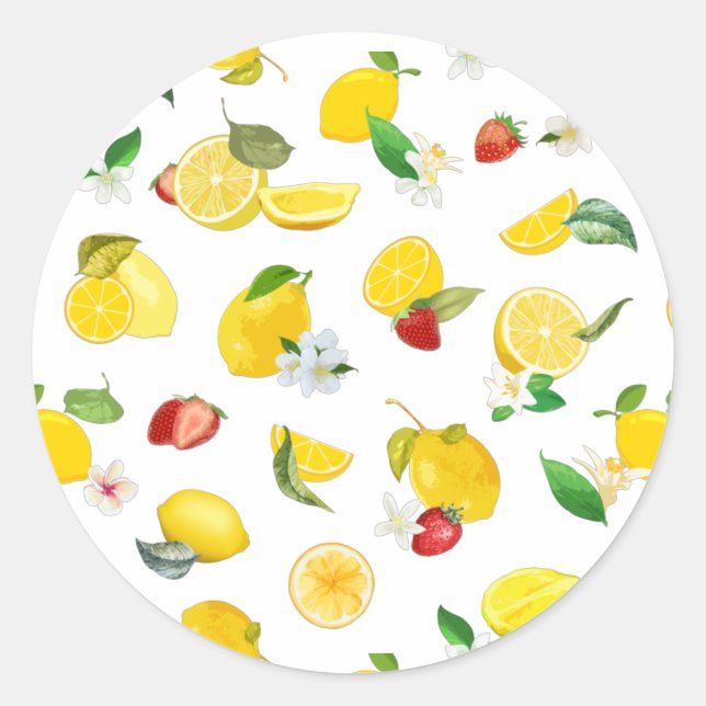 Lemon & Strawberry 2 Classic Round Sticker (Front)