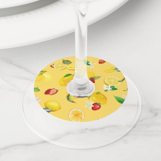 Lemon & Strawberry 3 Wine Glass Tag (Close Up)