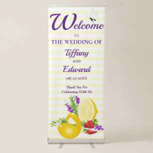 Lemon Strawberry Lavender Herbal Bouquet Wedding Retractable Banner