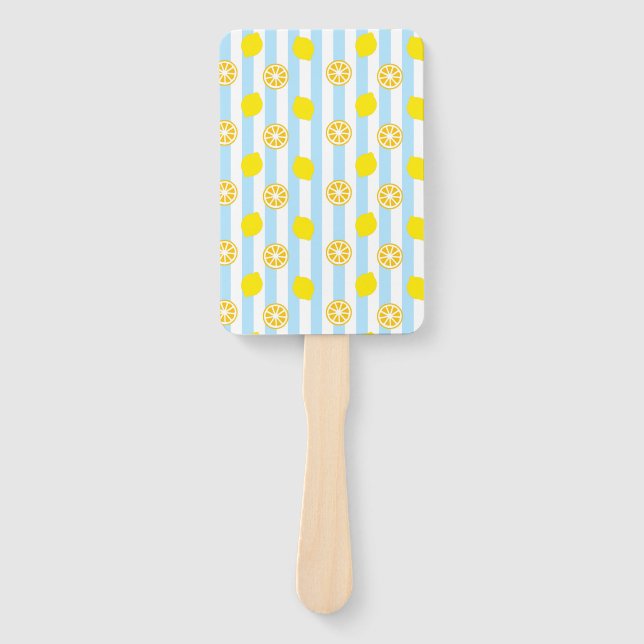 Lemon Striped Handfan Hand Fan (Front)