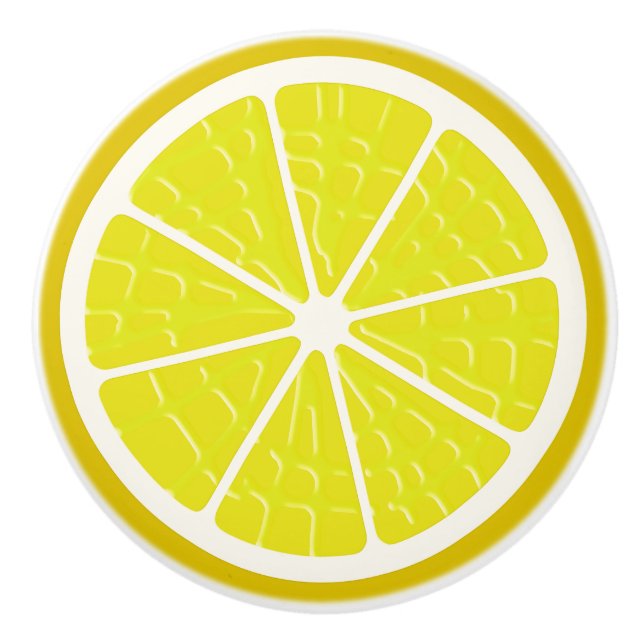 Lemon Stylized Fruit Slice Ceramic Knob (Front)