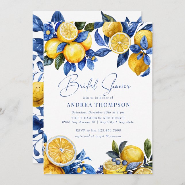 Lemon | Summer Bridal Shower Invitation (Front/Back)