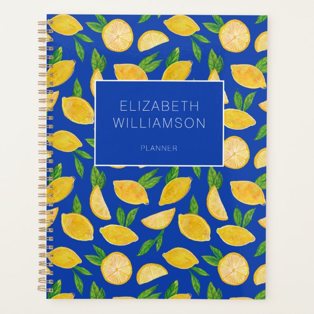 Lemon summer citrus fruit pattern planner (Front)