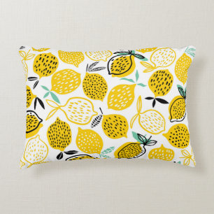 Lemon Summer Design Vintage Illustration Decorative Cushion