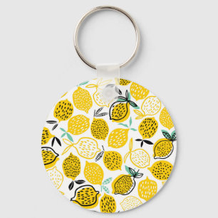 Lemon Summer Design Vintage Illustration Key Ring