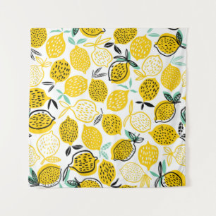 Lemon Summer Design Vintage Illustration Tapestry