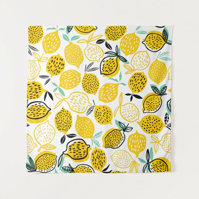 Lemon Summer Design Vintage Illustration Tapestry (Front)