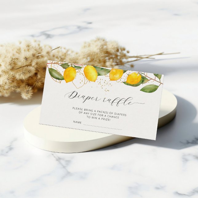 Lemon Summer Diaper Raffle Ticket Baby Shower Enclosure Card (Creator Uploaded)