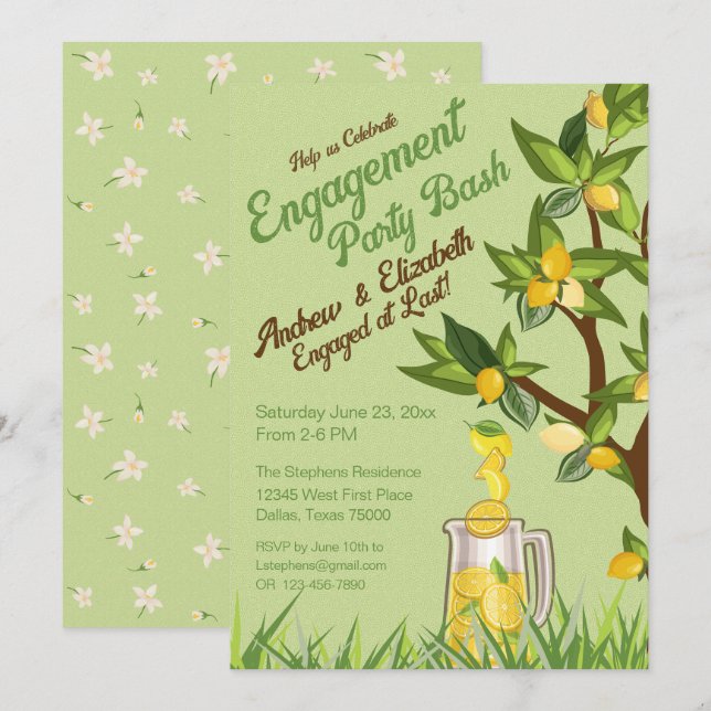 Lemon Summer Engagement Party Invitation (Front/Back)