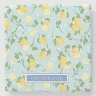 Lemon Summer Fruits Personalised Stone Coaster