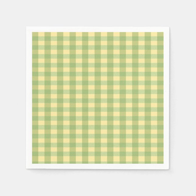 Lemon Summer Gingham Plaid Paper Napkin (Front)