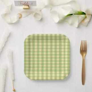 Lemon Summer Gingham Plaid Paper Plate