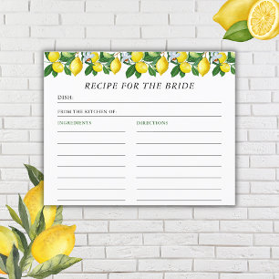 Lemon Summer Italian Bridal Shower Recipe Card