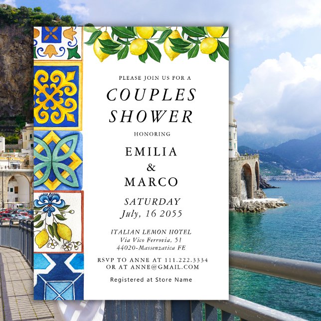 Lemon Summer Italian Tiles Couples Shower Invitation (Creator Uploaded)