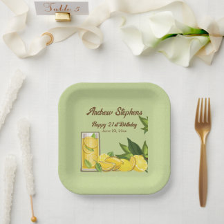 Lemon Summer Lemon Drink Paper Plate