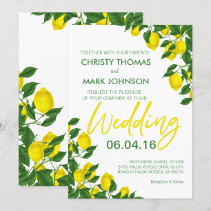 Lemon Summer Modern Yellow Wedding Invitation
