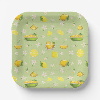 Lemon Summer Pattern Paper Plate