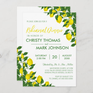 Lemon Summer Rehearsal Dinner Invite