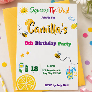 Lemon Summer Theme Kids Birthday Invitation Card