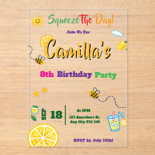 Lemon Summer Theme Kids Birthday Invitation Card