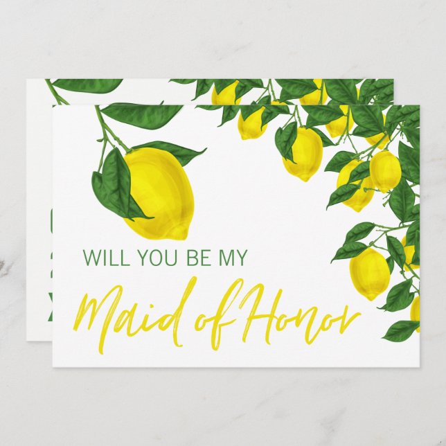 Lemon Summer Will you be my Maid of Honour Invitation (Front/Back)