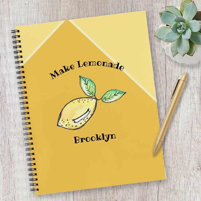 Lemon Summer Yellow Name Modern Cute Add Name Fun Notebook (Creator Uploaded)