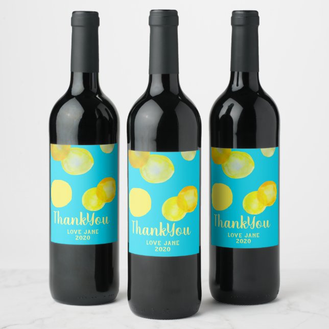 Lemon sun yellow circle art wine label (Bottles)