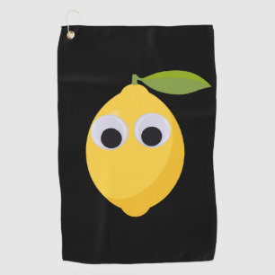 Lemon, sweet fruit with googly eyes golf towel