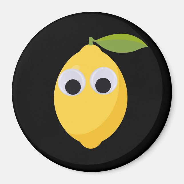 Lemon, sweet fruit with googly eyes magnet (Front)