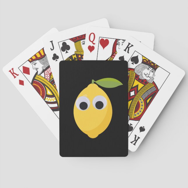 Lemon, sweet fruit with googly eyes playing cards (Back)