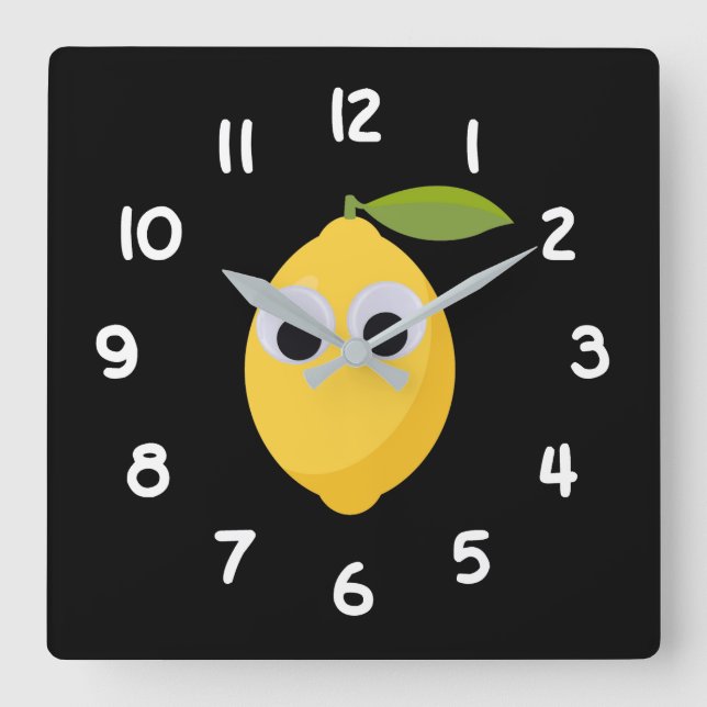 Lemon, sweet fruit with googly eyes   square wall clock (Front)
