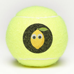 Lemon, sweet fruit with googly eyes tennis balls