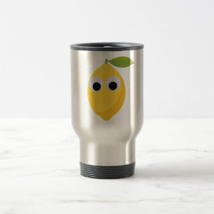 Lemon, sweet fruit with googly eyes travel mug