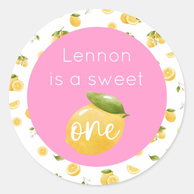 Lemon Sweet One 1st Birthday Classic Round Sticker (Front)