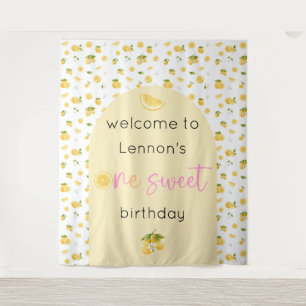Lemon Sweet One Birthday Backdrop Tapestry
