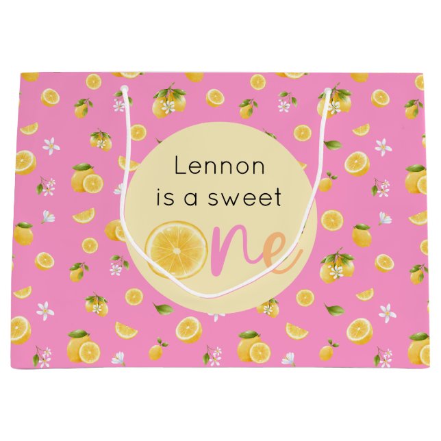 Lemon Sweet One Birthday Large Gift Bag (Front)