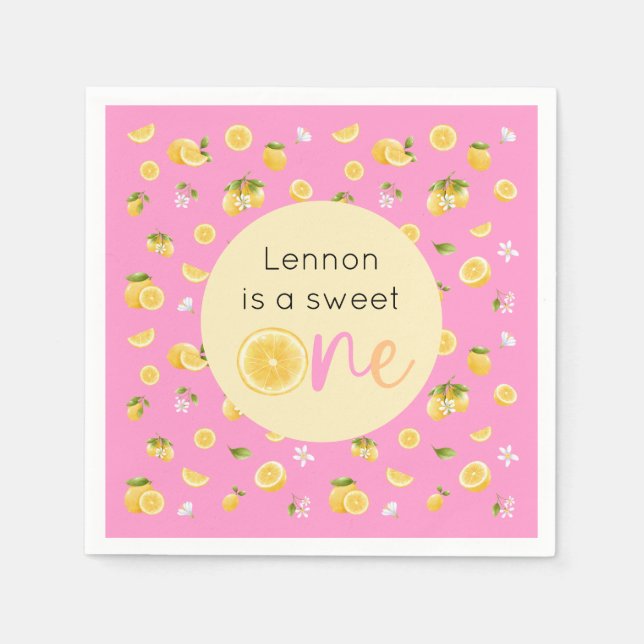 Lemon Sweet One Birthday Party Napkin (Front)