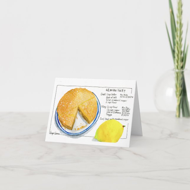 Lemon Tart Recipe Blank Note Card (Front)