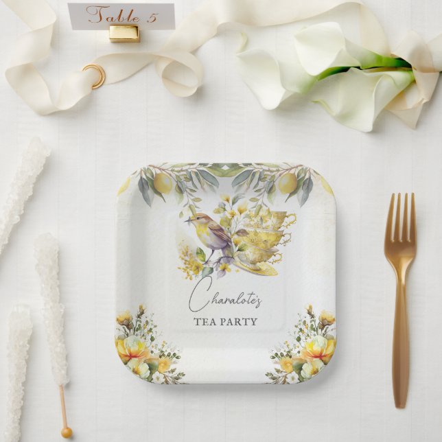 Lemon Tea Party All occasions Vintage Paper Plate (Wedding)