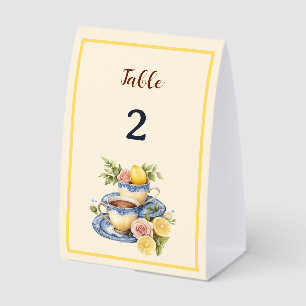 Lemon Teacup Afternoon Tea Party Table Number Tent