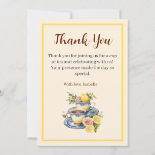 Lemon Teacup Afternoon Tea Party Thank You Card