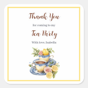 Lemon Teacup Afternoon Tea Party Thank You Sticker