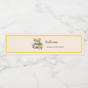 Lemon Teacup Afternoon Tea Party Water Bottle Label