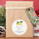Lemon Thank You Classic Round Sticker<br><div class="desc">Yellow lemon personalised thank you stickers.</div>