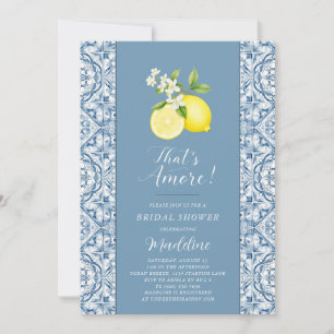 Lemon That's Amore Blue Tile Bridal Shower Invitation