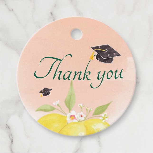 Lemon them Graduation Party  Favour Tags (Front)