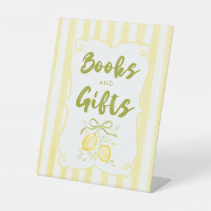Lemon Theme Baby Shower Books & Gifts Pedestal Sign