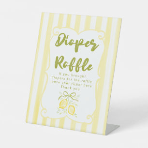 Lemon Theme Baby Shower Diaper Raffle Pedestal Sign